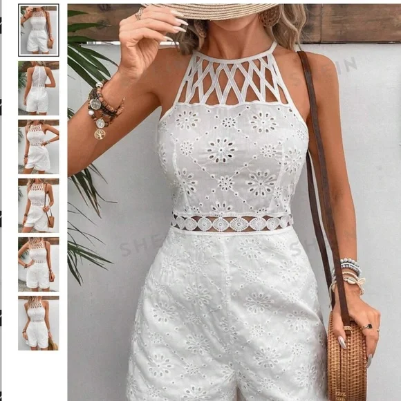 New Crochet white Romper - Picture 2 of 13